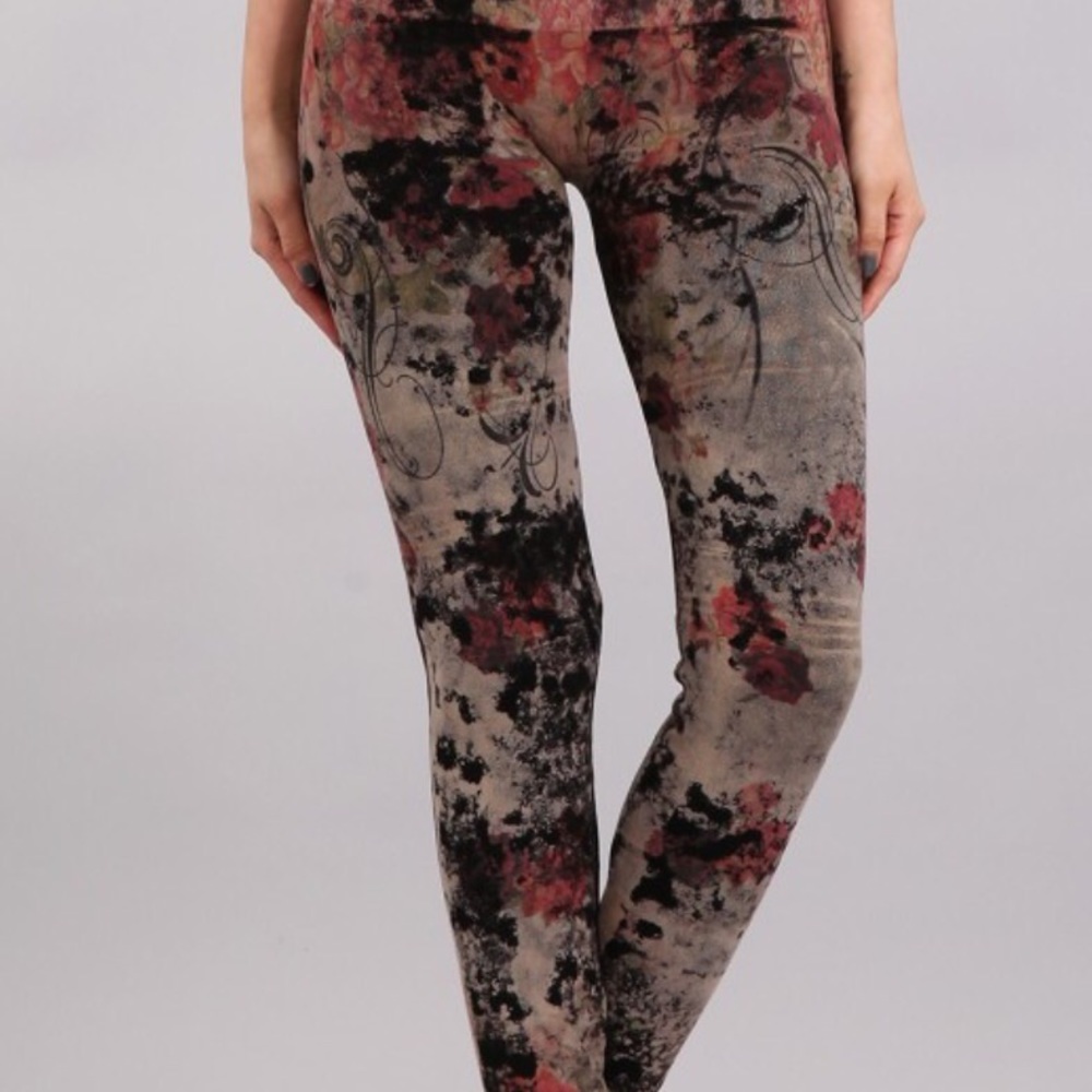 High Waist Garden Print Leggings